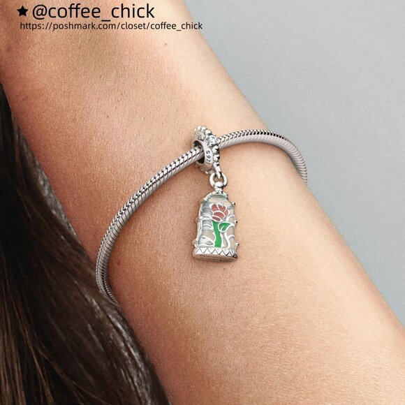 Pandora Disney Beauty and the Beast Enchanted Rose Dangle Charm - Picture 5 of 6